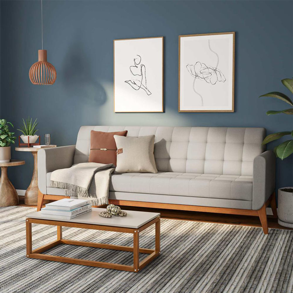 Sofá 3 Lugares Brooks Linho Areia 230 cm