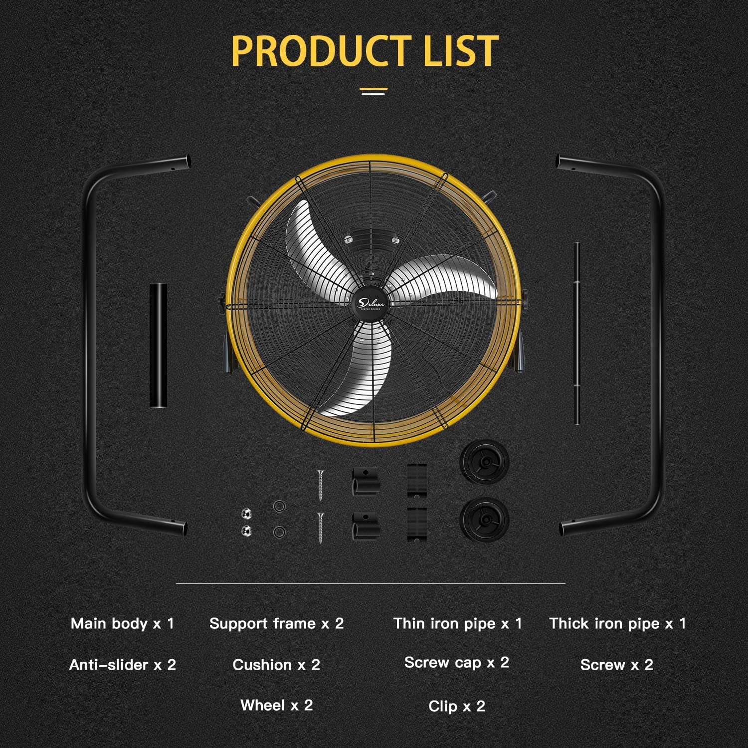Simple Deluxe 24 inch 3 Speed 4700 CFM Metal Drum Fan - Image 7
