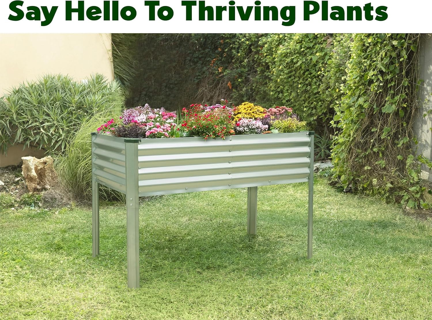 Galvanized Raised Garden Beds Outdoor with Legs // 48��24��31in Elevated Planter Box for Vegetables, Flowers (Silver) // Large Metal Garden Bed for Backyard Patio Gardening - Image 4