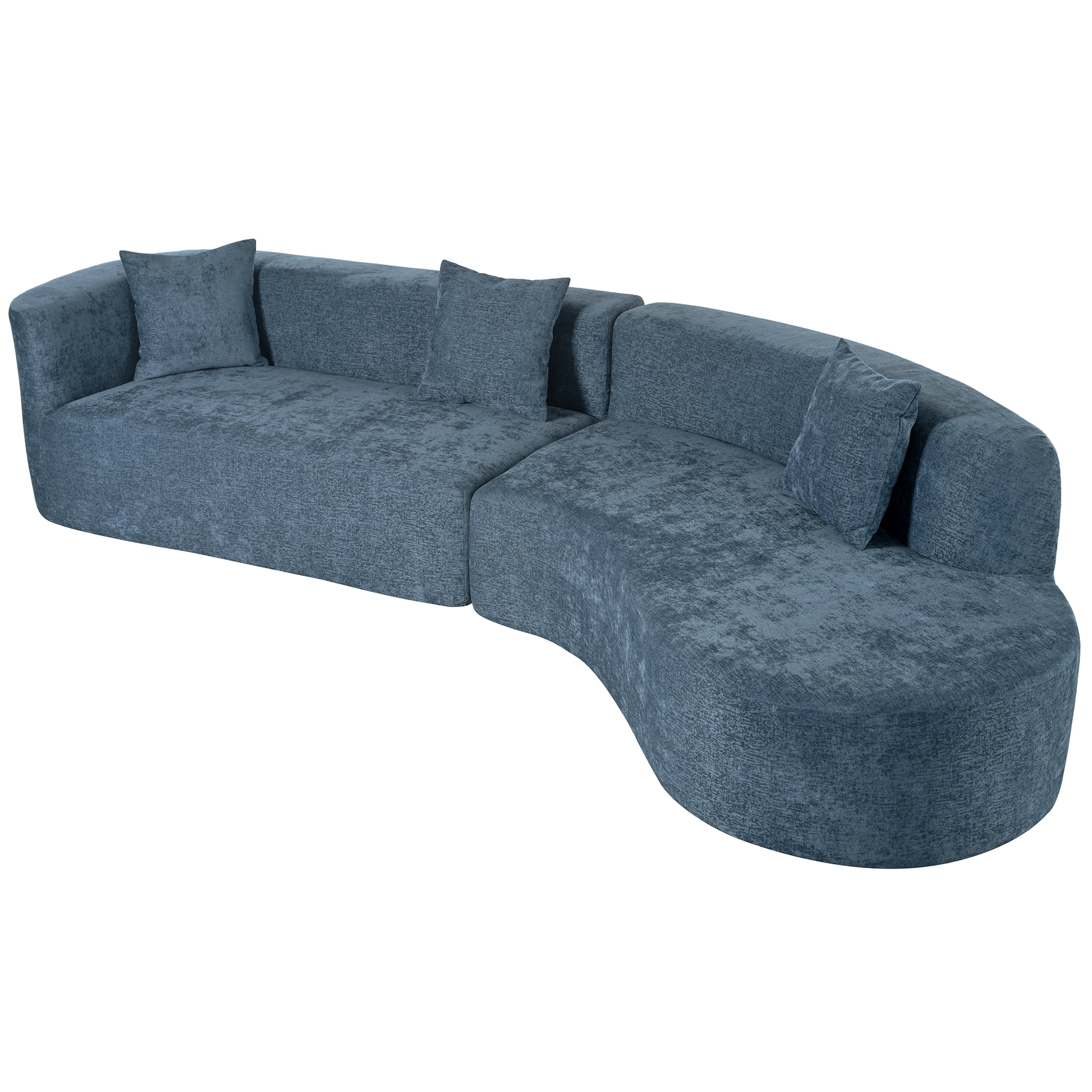Harper & Bright Designs Modern Curved Floor Sofa Set, Modular Sectional Sponge Couch for Living Room, 2 PC Free Combination No Assembly Foam-Filled Sofa, Beige - Image 100