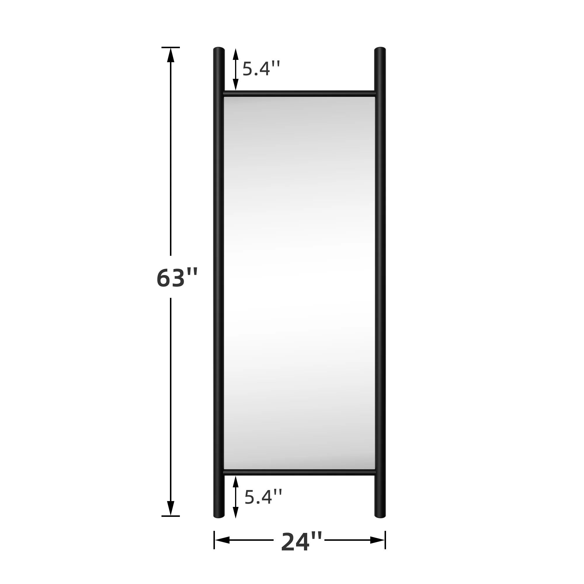 63"x24" Wood Full Length Mirror Ladder Rectangle Floor Mirror, Black - Image 5