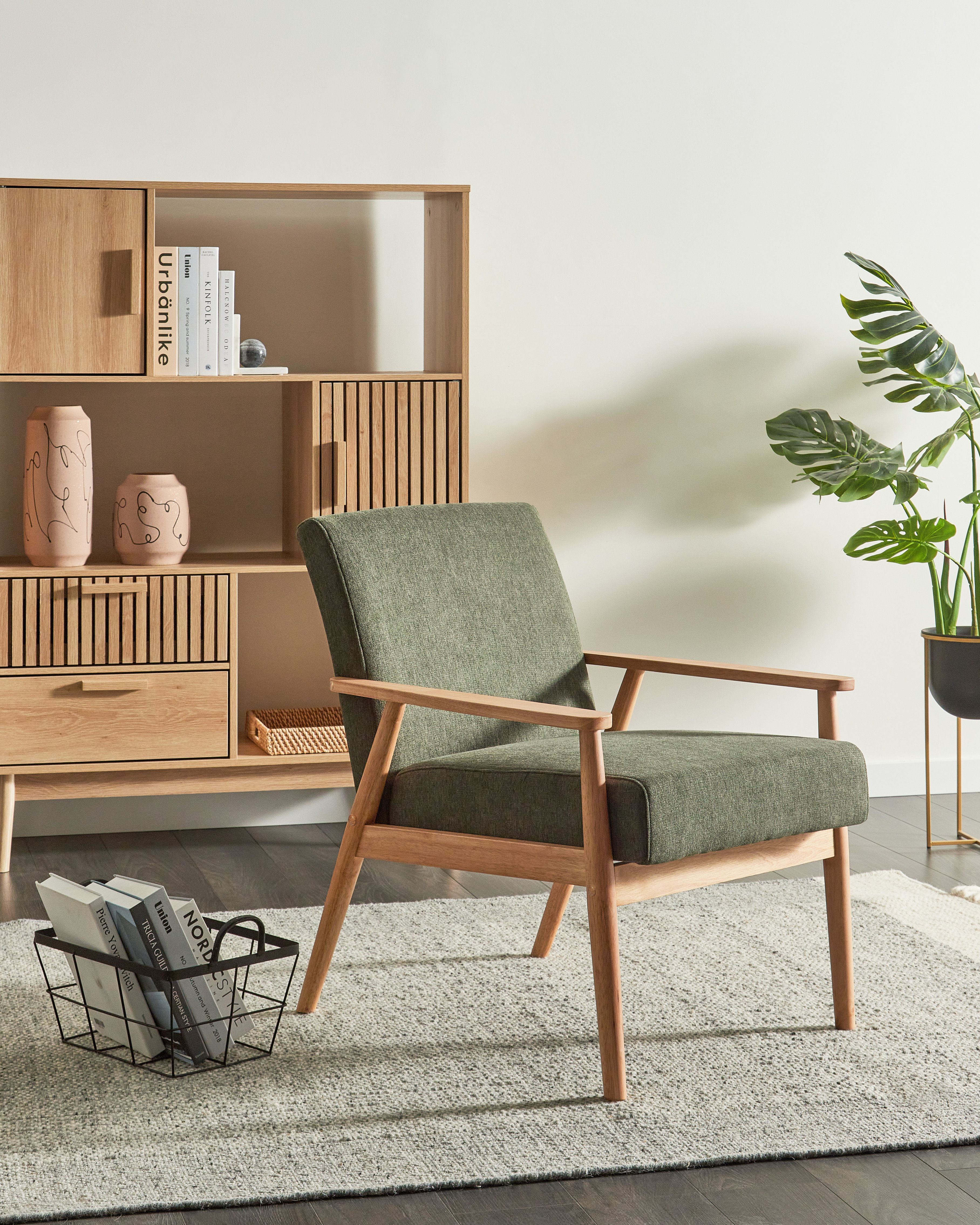 Armchair ESRUM Fabric Light Brown/ Green