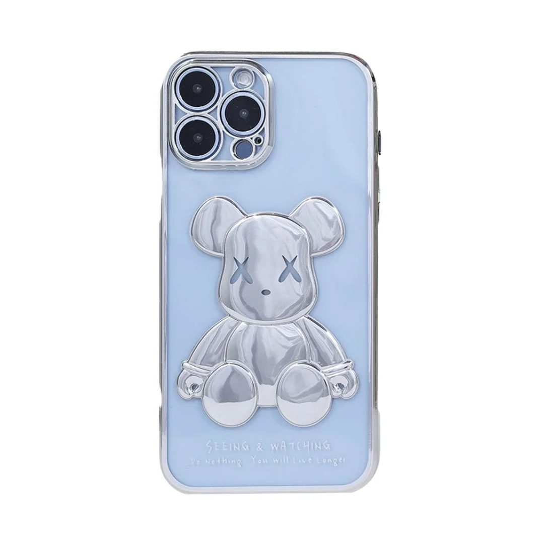 Silver Reflective Bear Transparent iPhone Case - Wholesale & Influencer