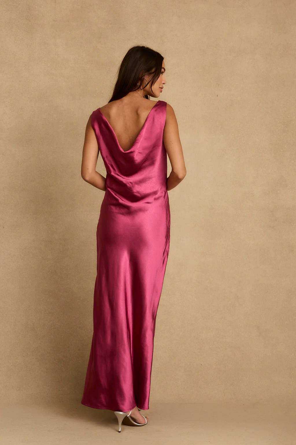 Dolce Fuchsia Satin Maxi Dress