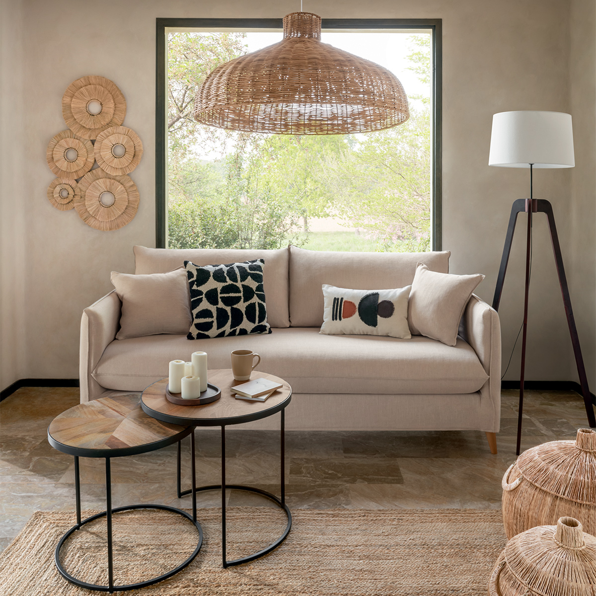 Nesting tables "Basile" Mango wood, D.51/56 cm