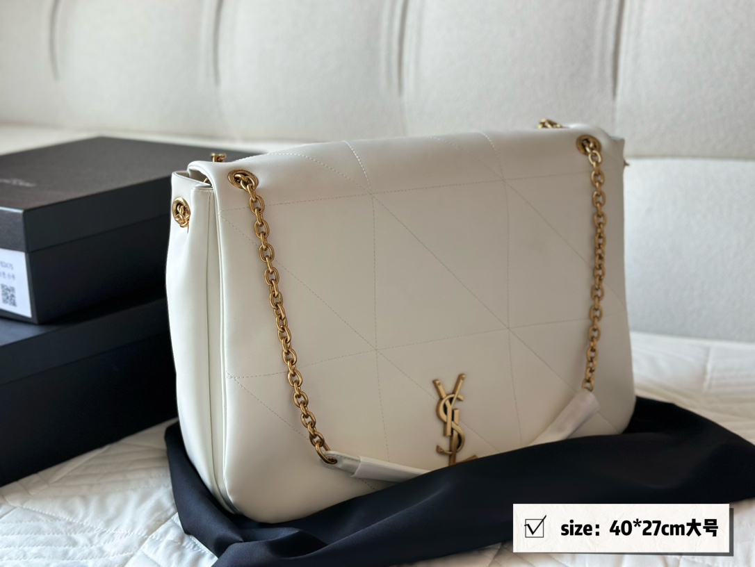 YSL White Soft Leather Chain Shoulder Bag1:1High-quality replica