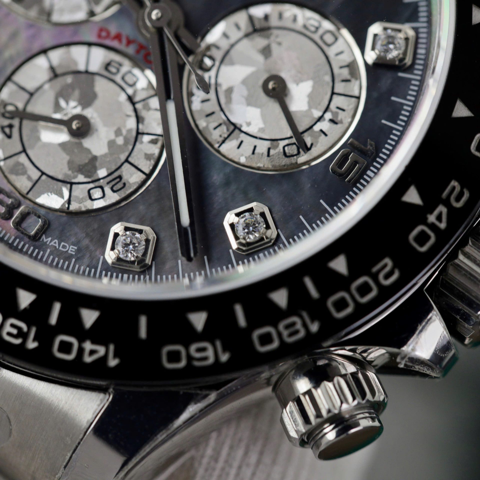 Rolex Daytona Replica Watch Dial Mother Of Pearl Custom Moissanite Diamonds 40mm - Top club
