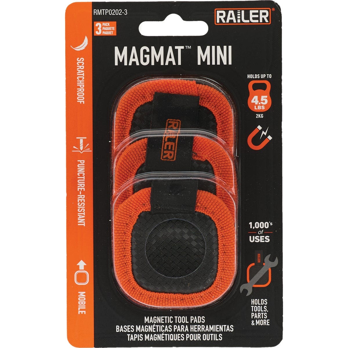 Railer 2 In. x 2 In. MagMat Mini Premium Magnetic Mini Tool Mat (3-Pack)