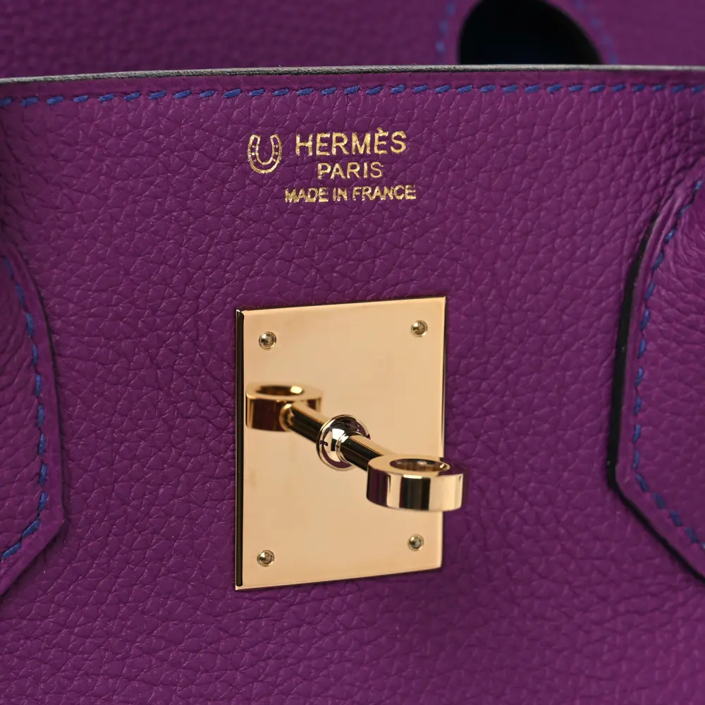 Hermès Anemone / Bleu Electrique Togo Leather Horseshoe Birkin 30 Gold Hardware High-end reps1:1High-quality replica