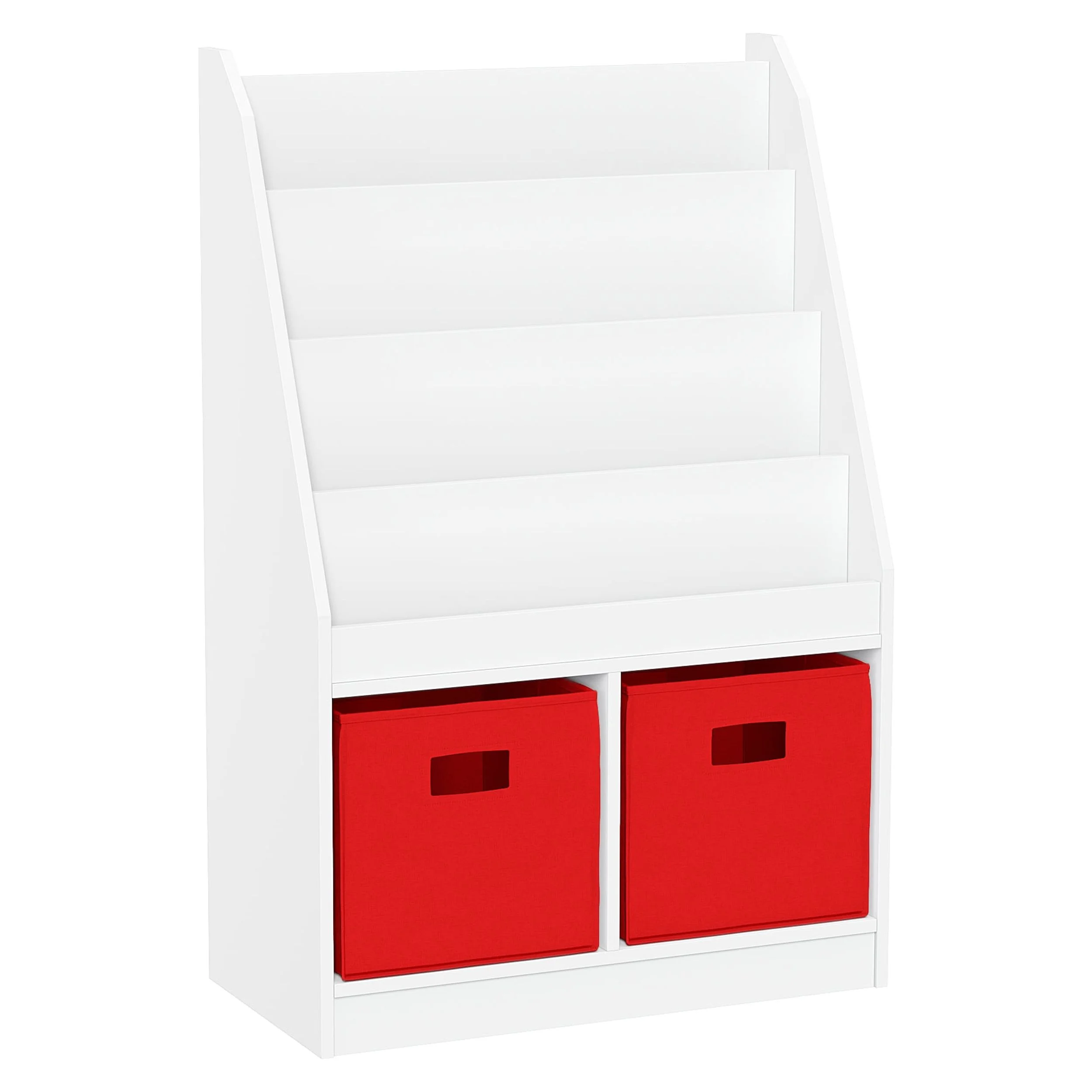 RiverRidge Kid Bookshelf Toy Storage Organizer with 4 Bookracks 2 Cubbies and 2 Gray Bins - Image 13