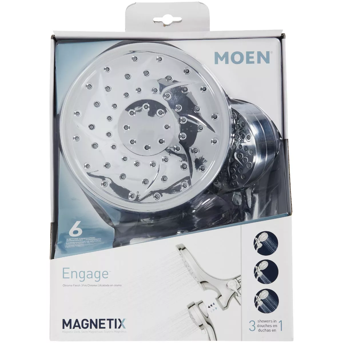 Moen Engage 6-Spray 1.75 GPM Combo Handheld & Rainshower Shower Head with Magnetix, Chrome