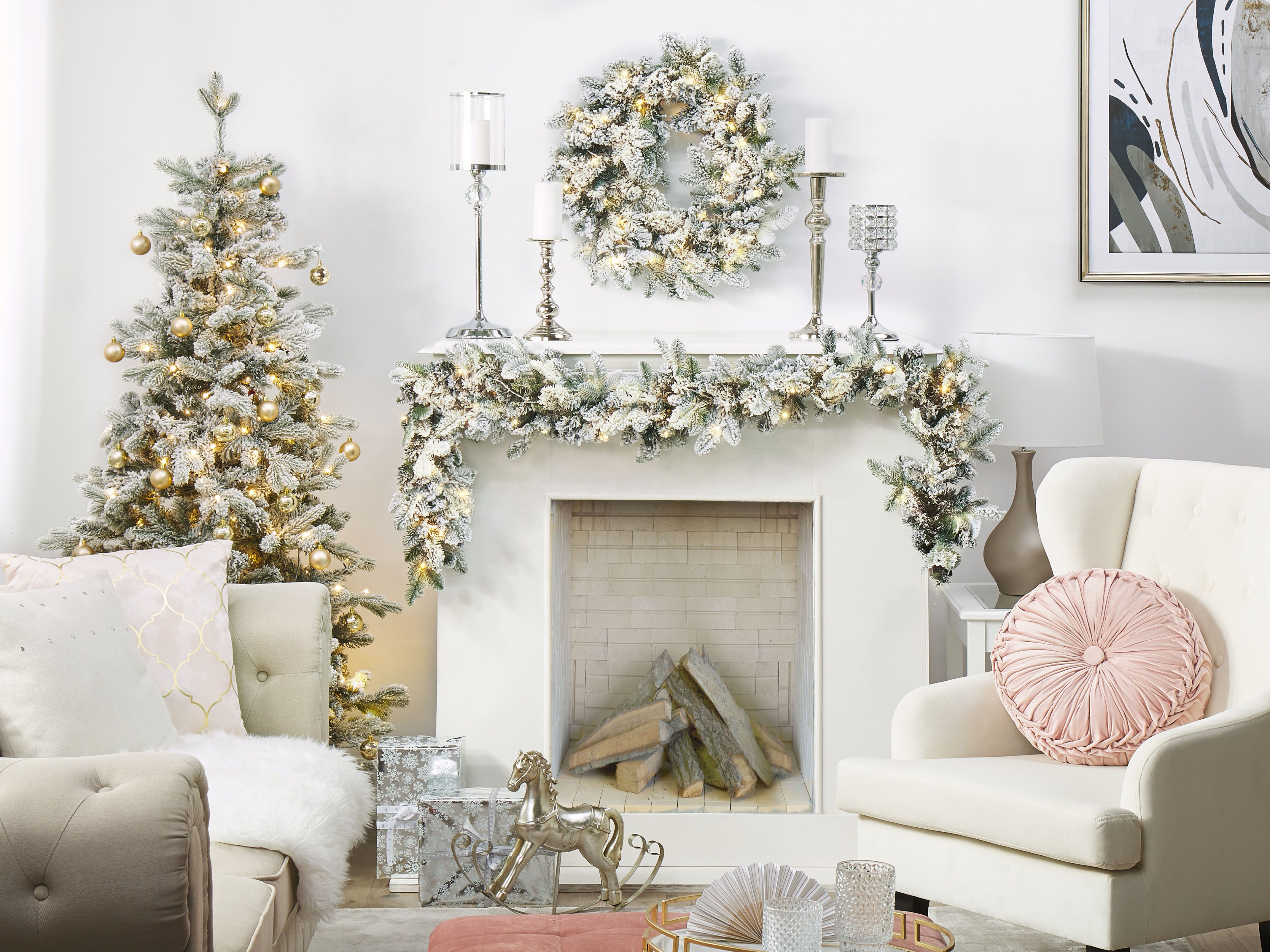 Snowy Christmas Garland LED SUNDO 180 cm White