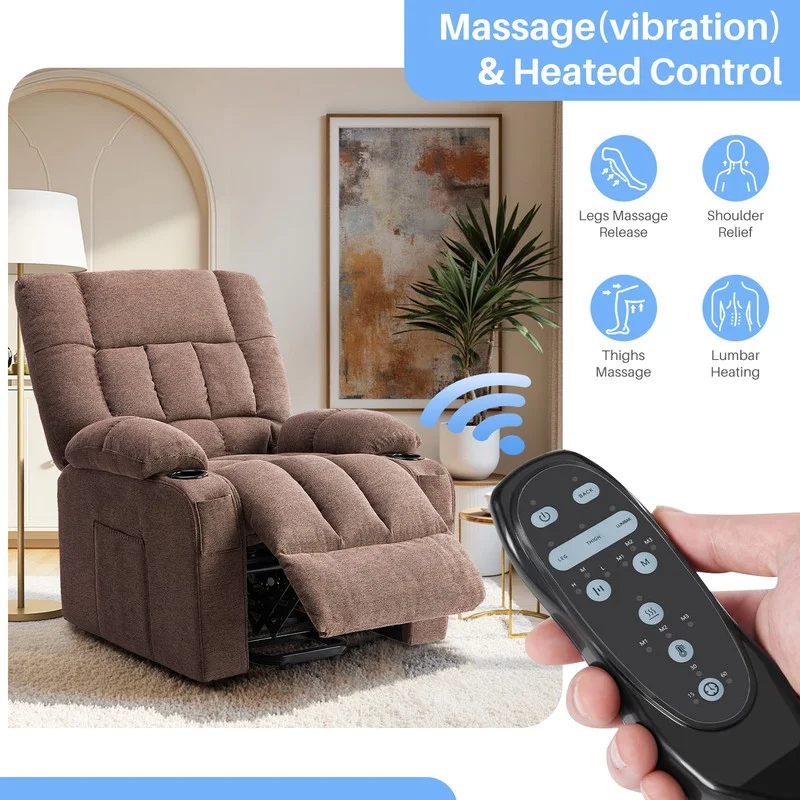 Simenmax Recliner Chair with Massage and Heating, Home Theater Seating with Lumbar Support, Adjustable Electric Power Lift Chairs, Gray - Image 13