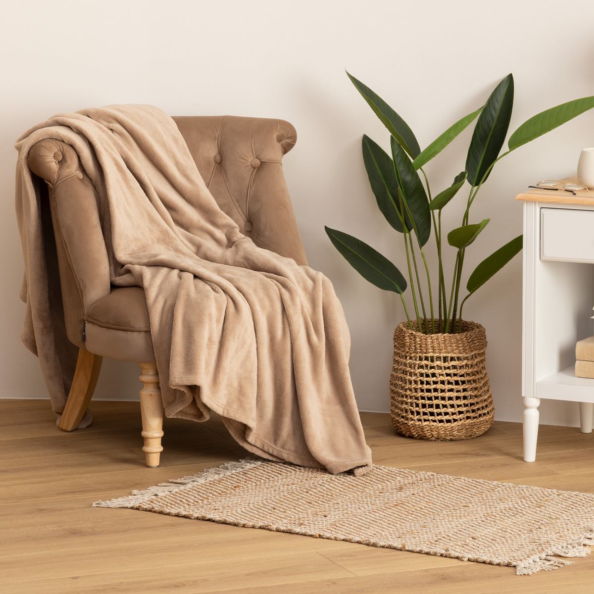 Microfibre plaid Beige, 130x180 cm