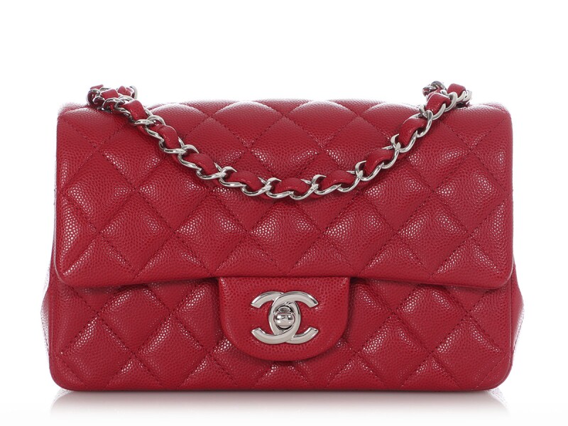 Premium Red Quilted Leather Flap Bag – Textured Caviar & Silver Hardware - COZYMIZE