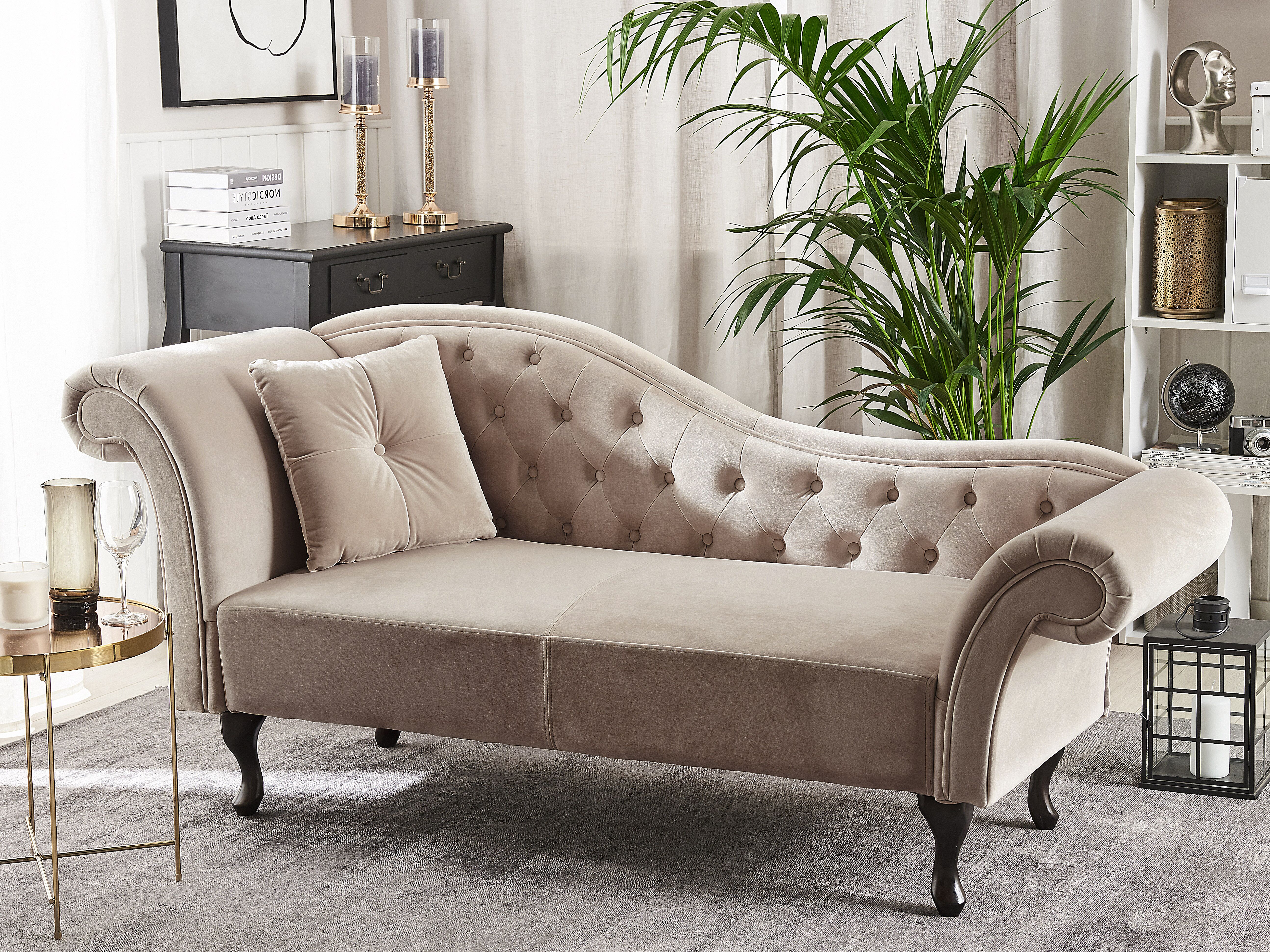 Left-Hand Chaise Lounge LATTES Velvet Beige