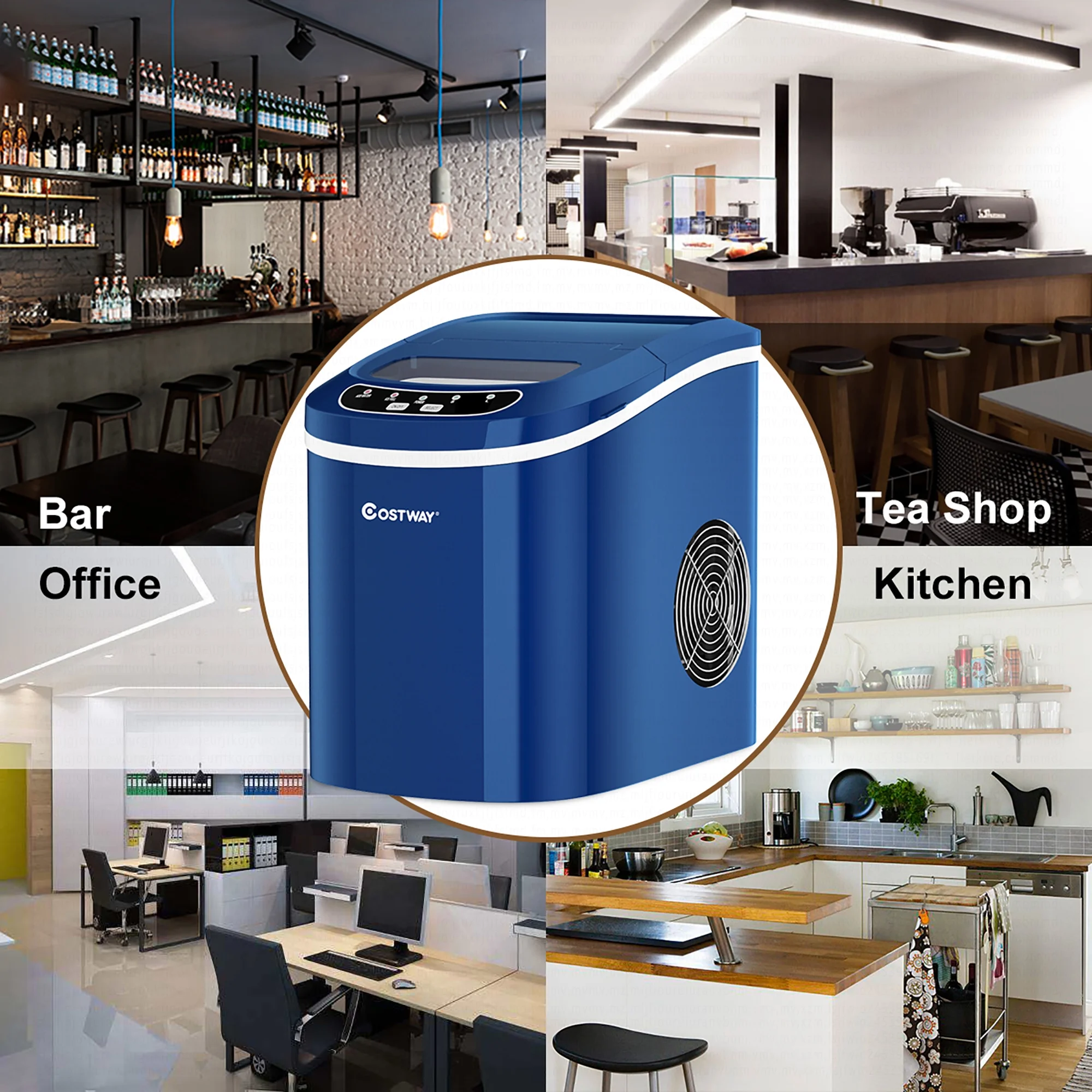 Costway Silver Portable Compact Electric Ice Maker Machine Mini Cube 26lb/Day - Image 24