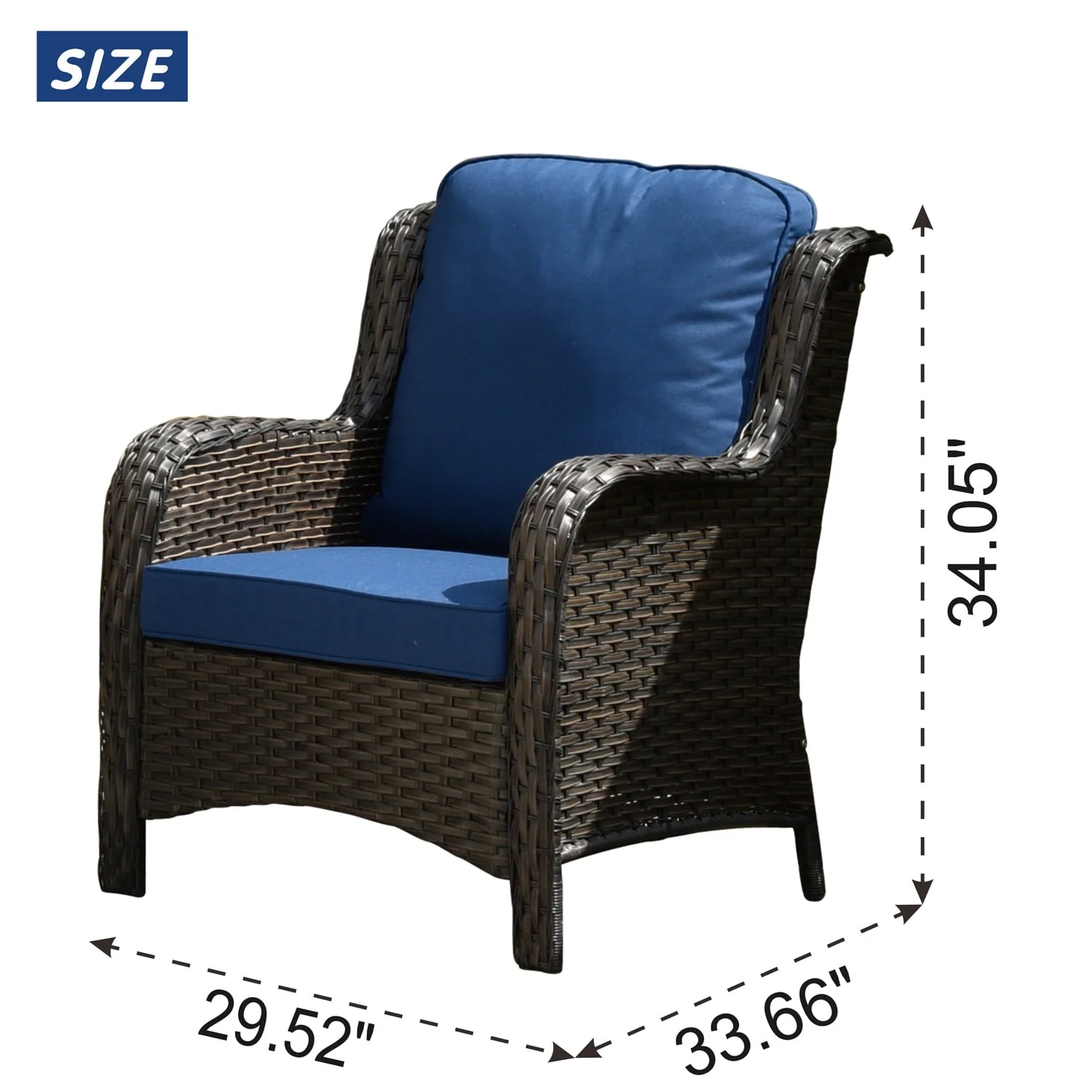 Ovios Outdoor Patio Single Chairs on sale 2 Pieces, Wicker Patio Single Chairs Set, PE Rattan Patio Chairs with Fabric Cushions for Backyard - Image 4