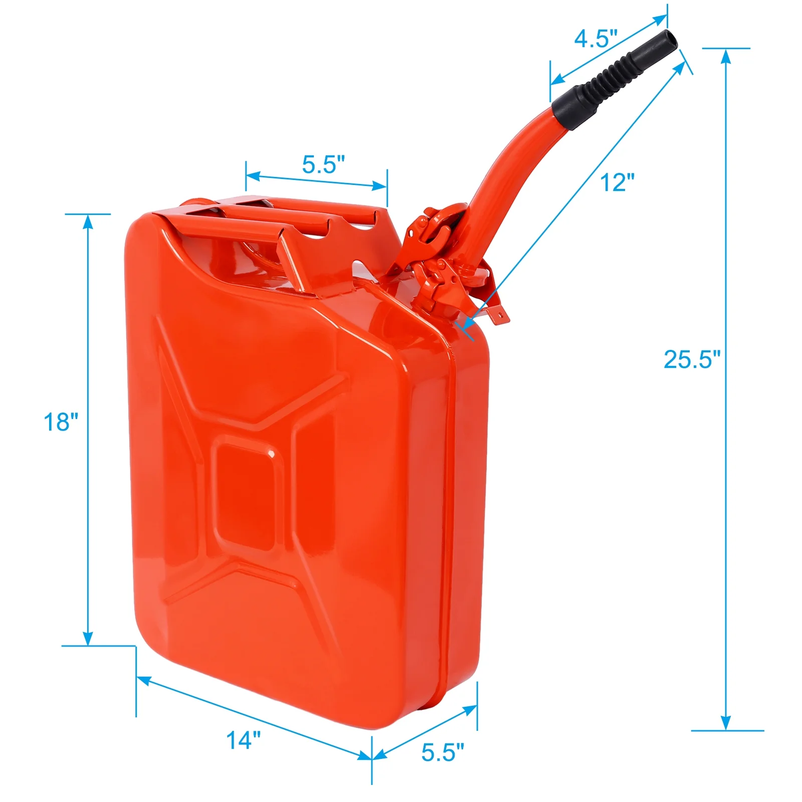 5 Gallon Jerry Fuel Can, 4-Pack Steel Gas Can with Flexible Spout & Leakproof Lock, Portable Fuel Tank for Gasoline, Cars, Trucks, Emergency Kits, Off-Road Equipment - Red - Image 11