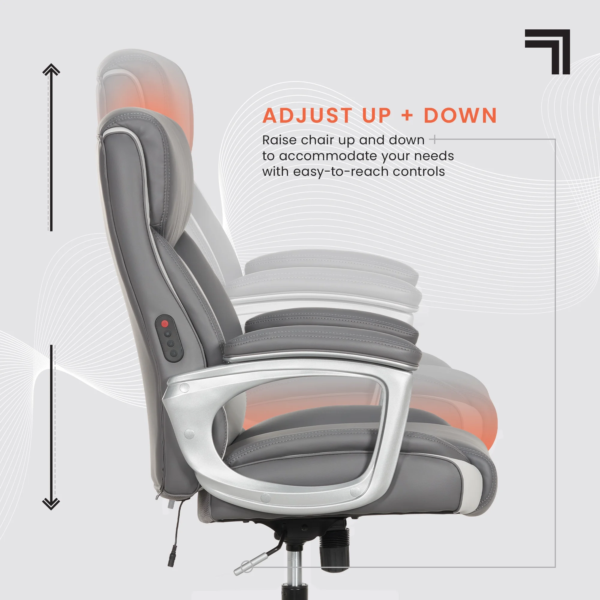 Sharper Image S-120 Massage and Heat Office Chair, Gray/White - Image 11