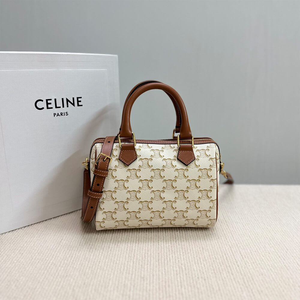 CELINE Small Boston IN Triomphe Canvas and calfskin1:1High-quality replica