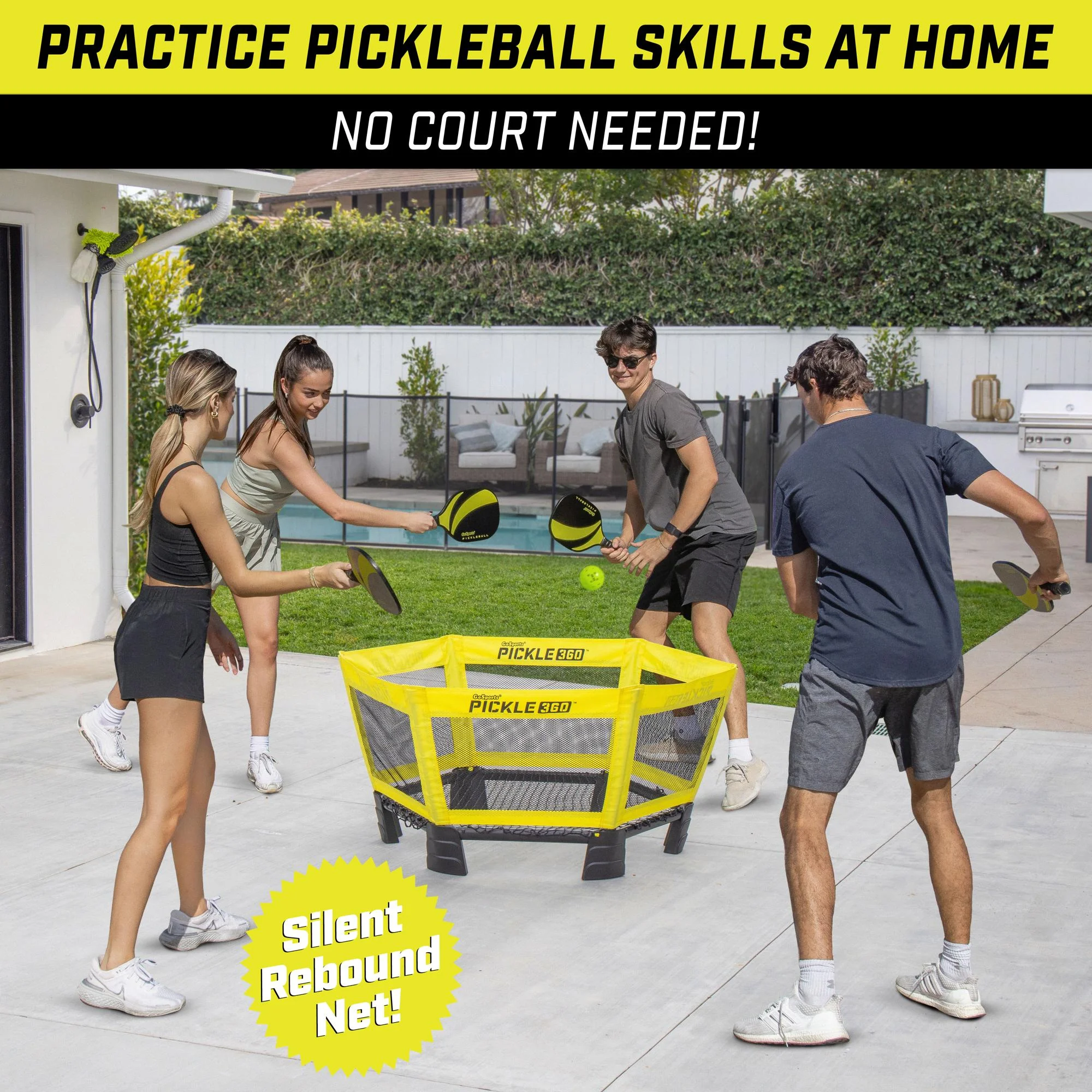 GoSports Pickle 360 Game Set - Pickleball Meets Roundnet - Outdoor Lawn, Beach Paddle Ball Game - Image 3
