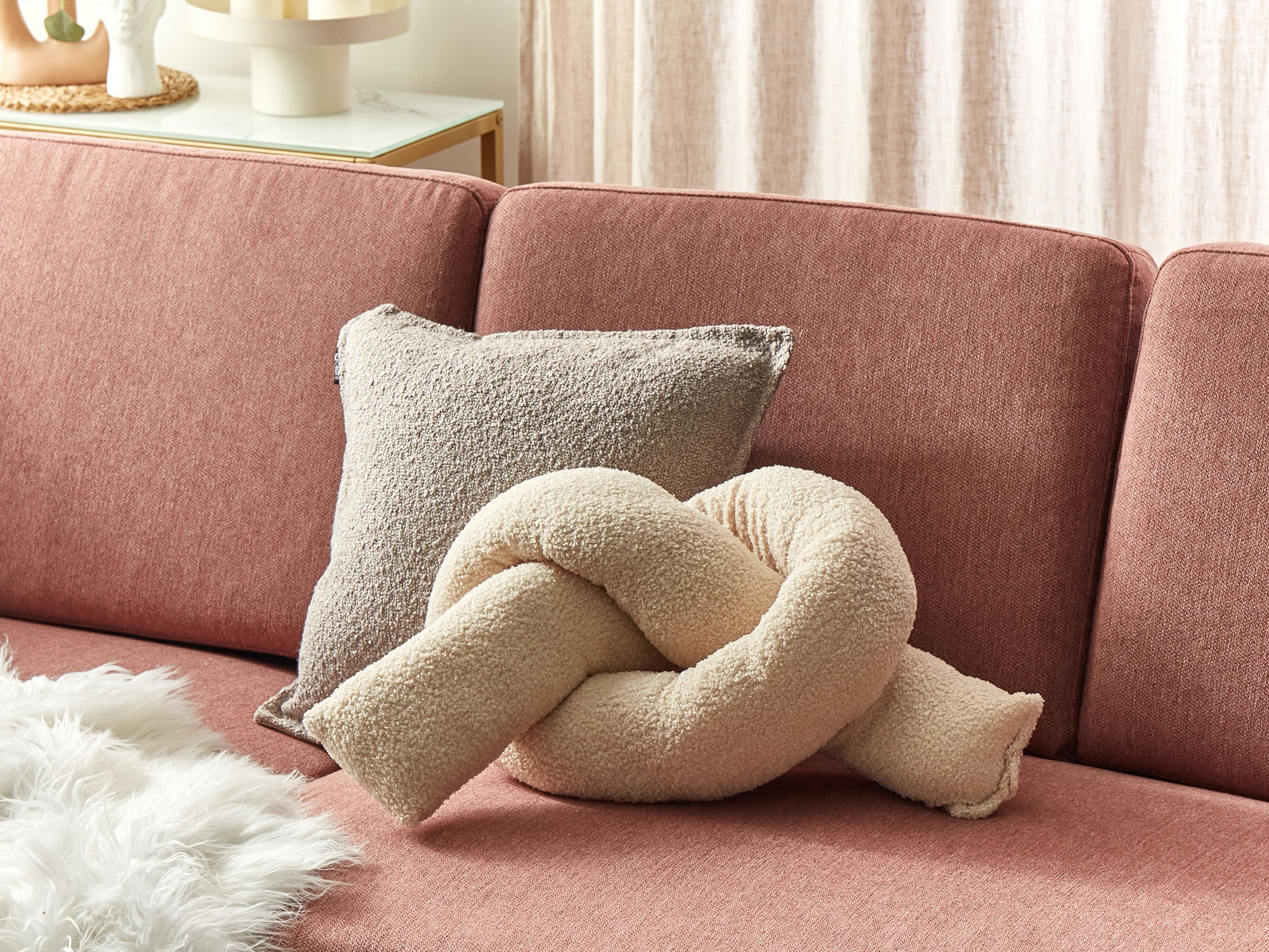 Throw Cushion GLADIOLUS Boucle 172 x 14 cm Beige Solid