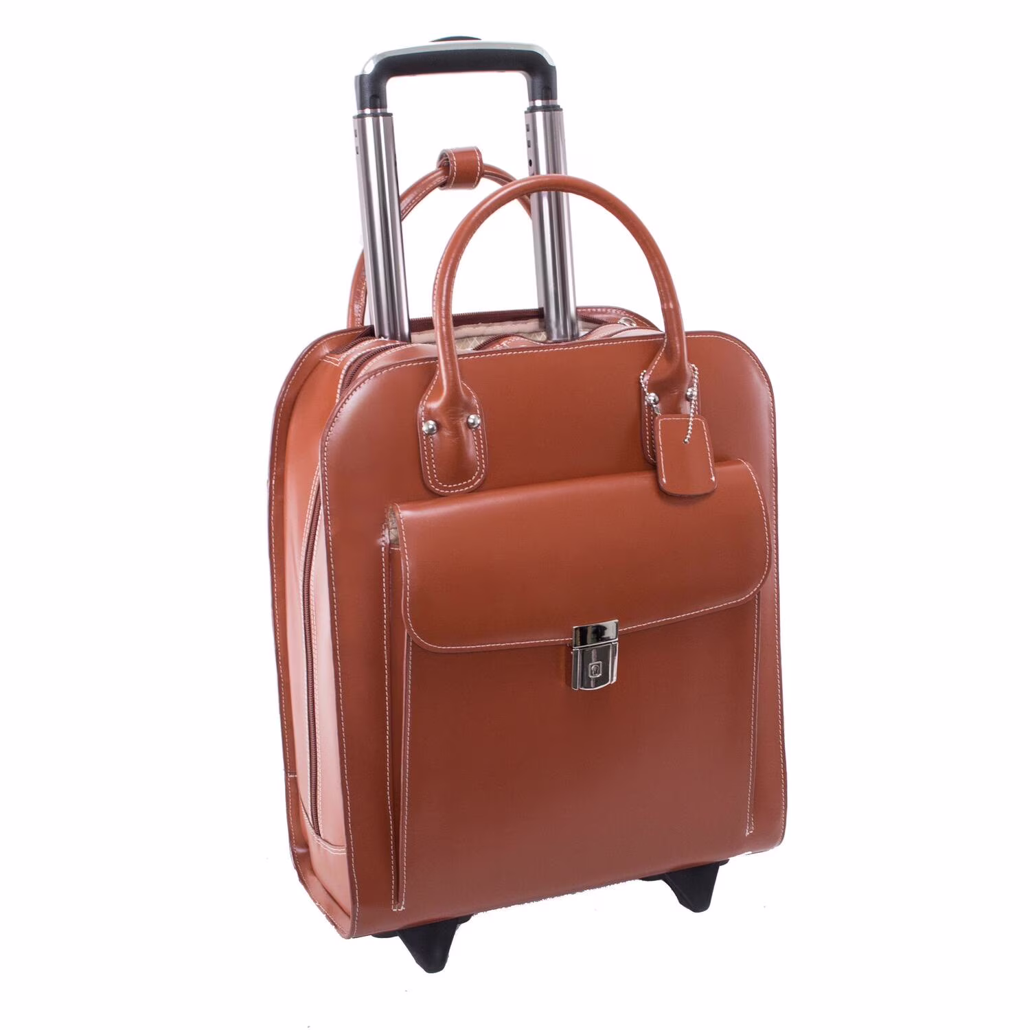 15.6 in. Uptown Leather Vertical Wheeled Ladies Briefcase, Red - 13.5 x 6 x 16 in. - Image 8