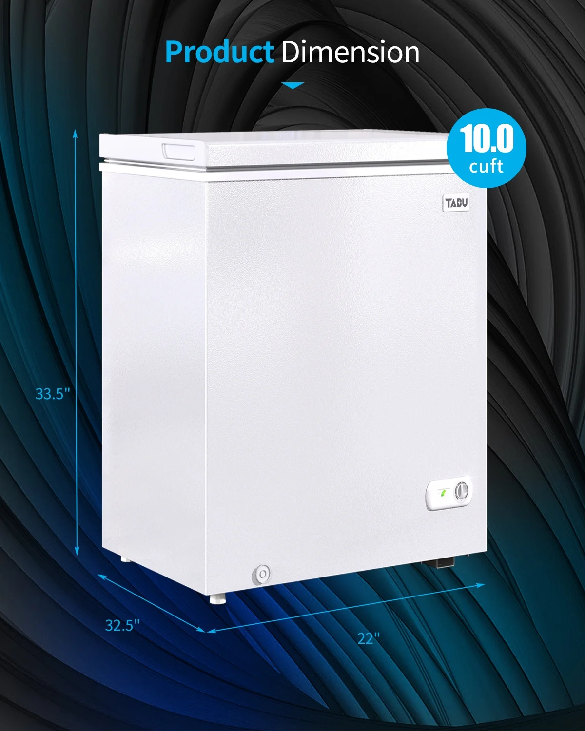 TABU 3.5 Cu ft Chest Freezer,Deep Freezer with Top Open Door and Removable Storage Basket, (Black) - Image 10
