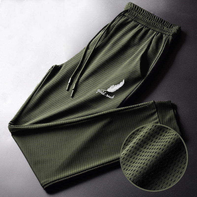 Youth Mesh Ice Silk Casual Pants Men's Slim Fit Jogger Pants Student Sports Pants Teenager Plus Size Quick-Dry Long Pants