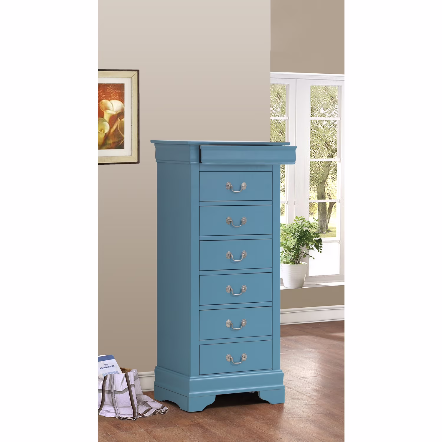 Glory Furniture Louis Phillipe 7 Drawer Lingerie Chest in Cherry - Image 16