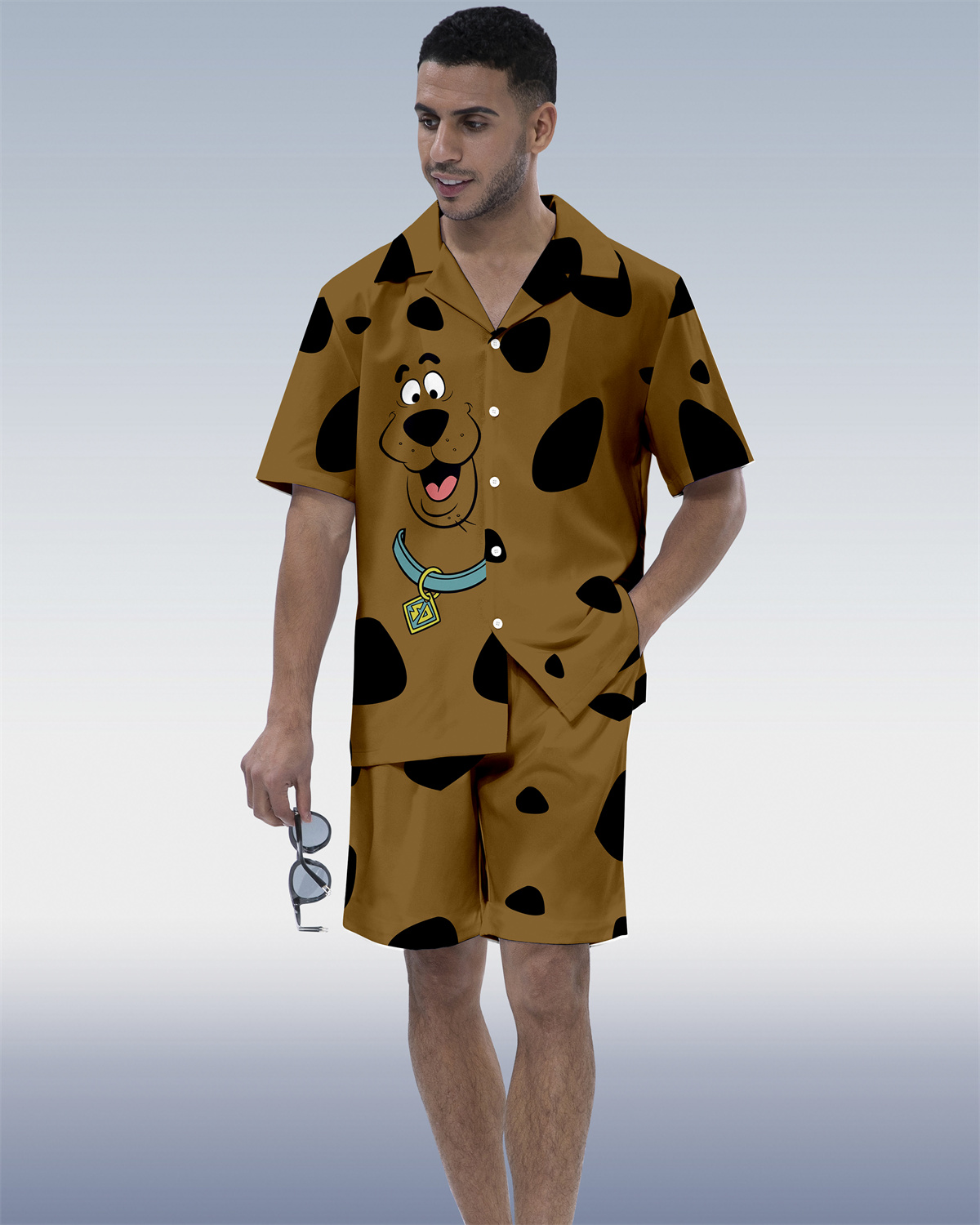 Men's 80s Nostalgic Animation Short Sleeve Shirt Set 167