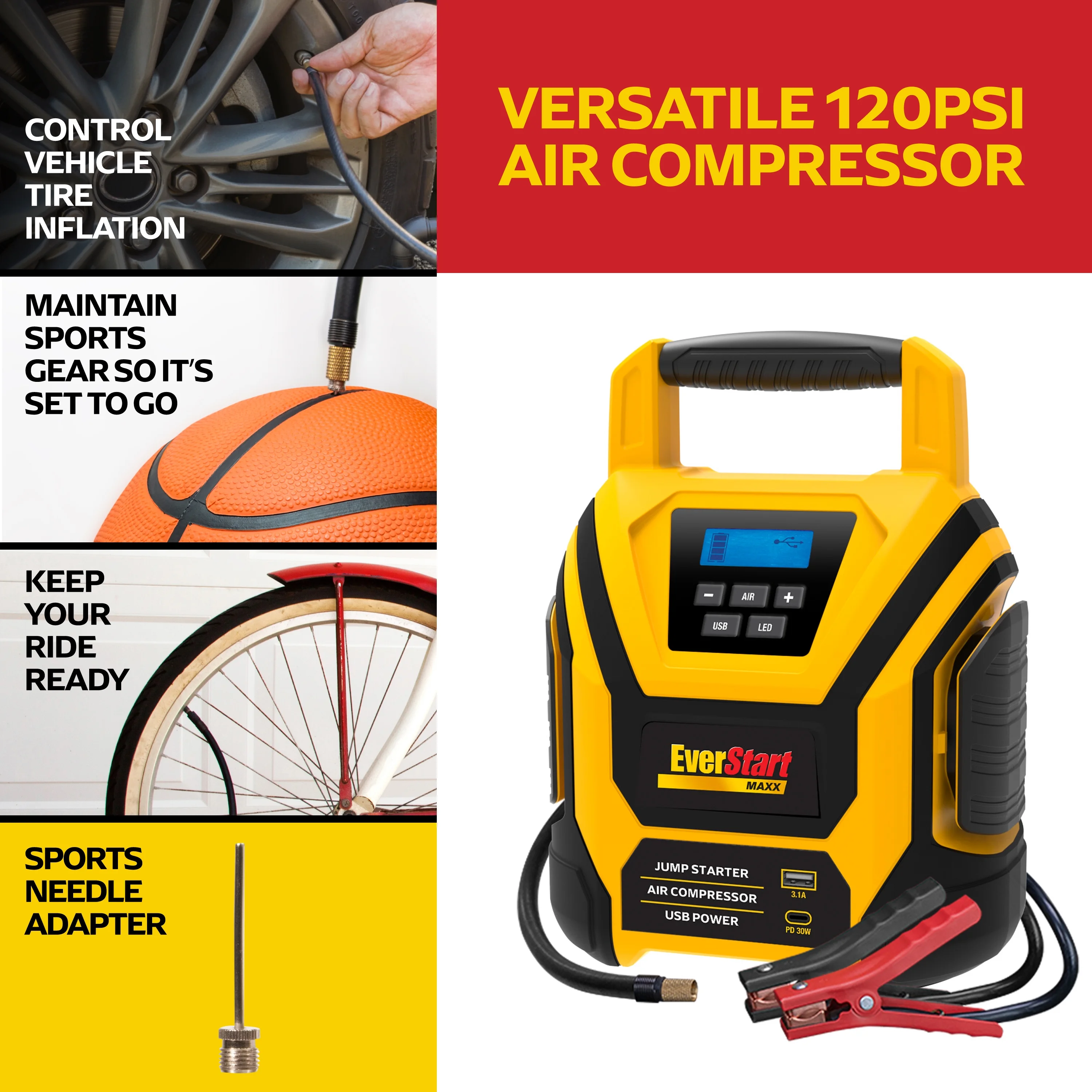 EverStart 1600 Amp Lithium Jump Starter with Air Compressor - Image 4