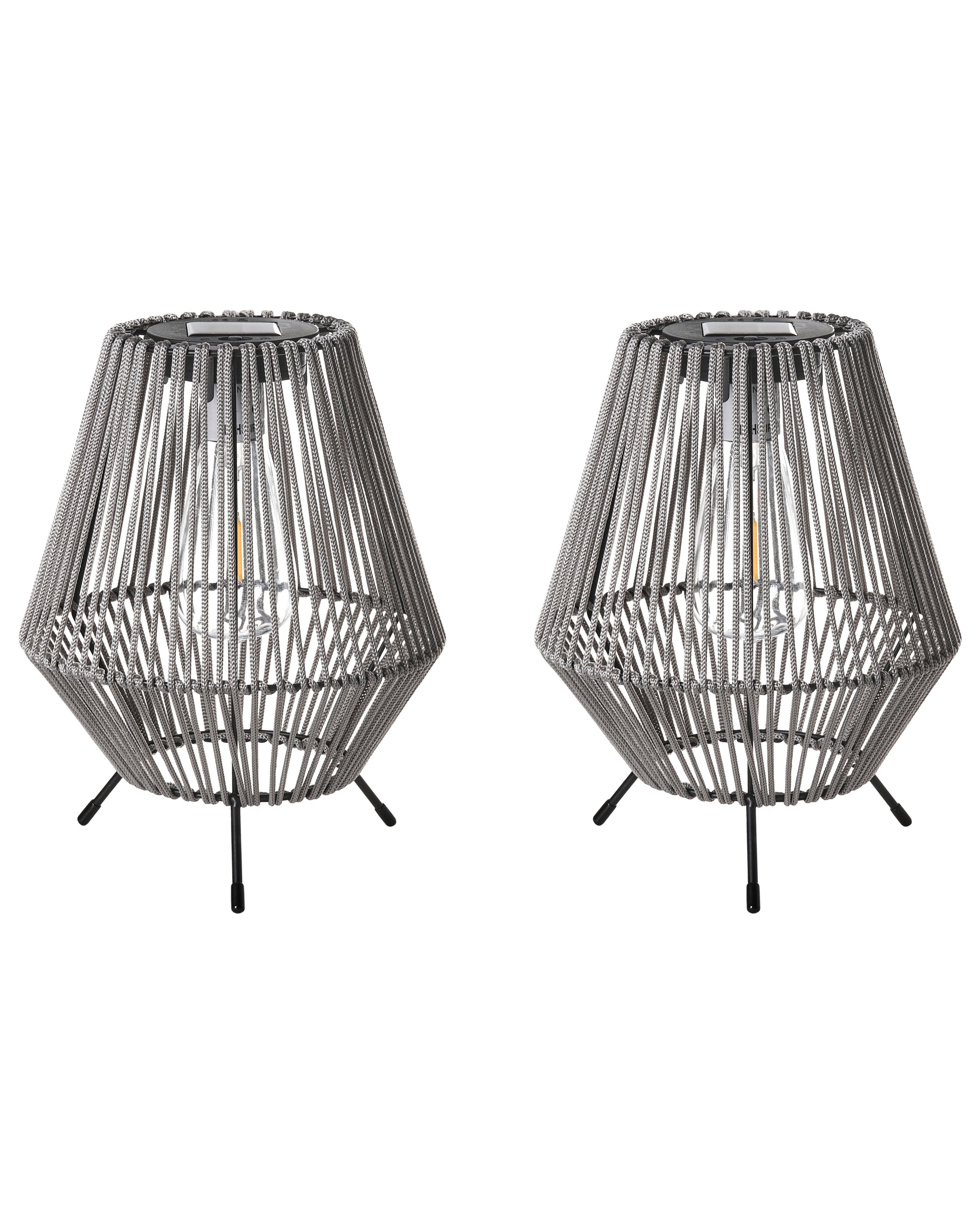 Set of 2 Solar Powered Lanterns VUNGU 27 cm Grey