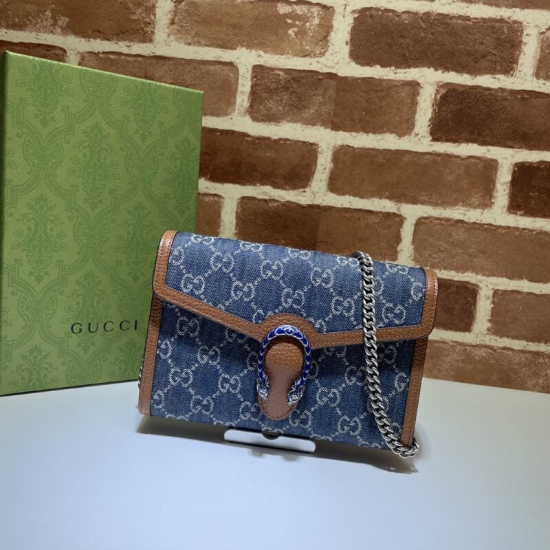 Gucci Dionysus GG Chain Wallet Denim Blue | Euphoria Oasis