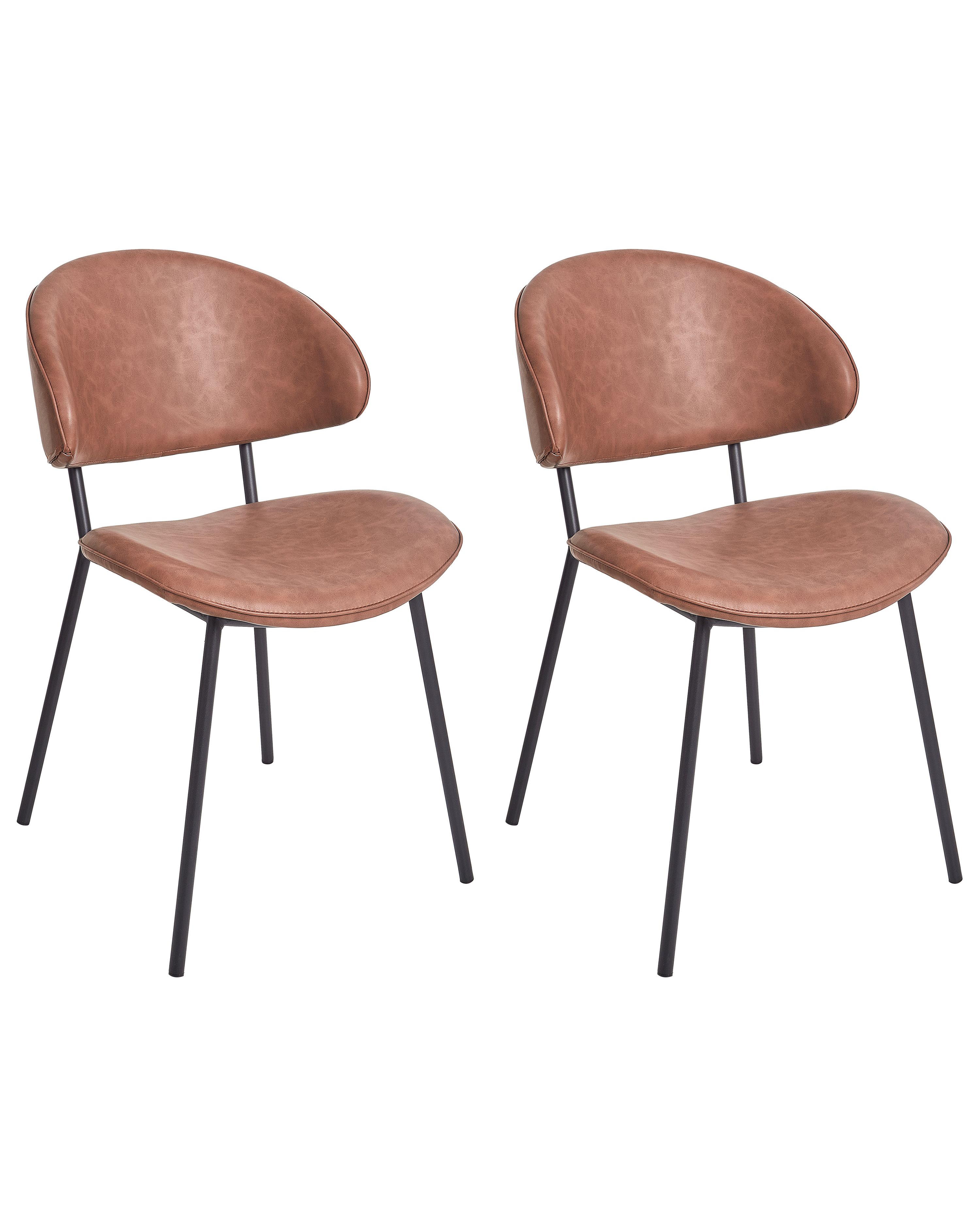 Set of 2 Dining Chairs KIANA Faux Leather Brown