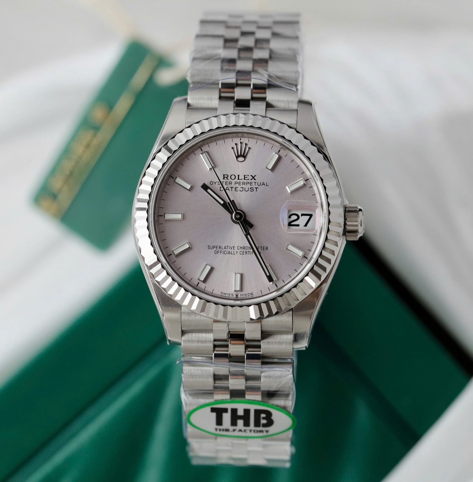 Rolex DateJust Replica Watches Sillver Dial Jubilee Strap THB Factory 31mm - Elite Watch Atelier