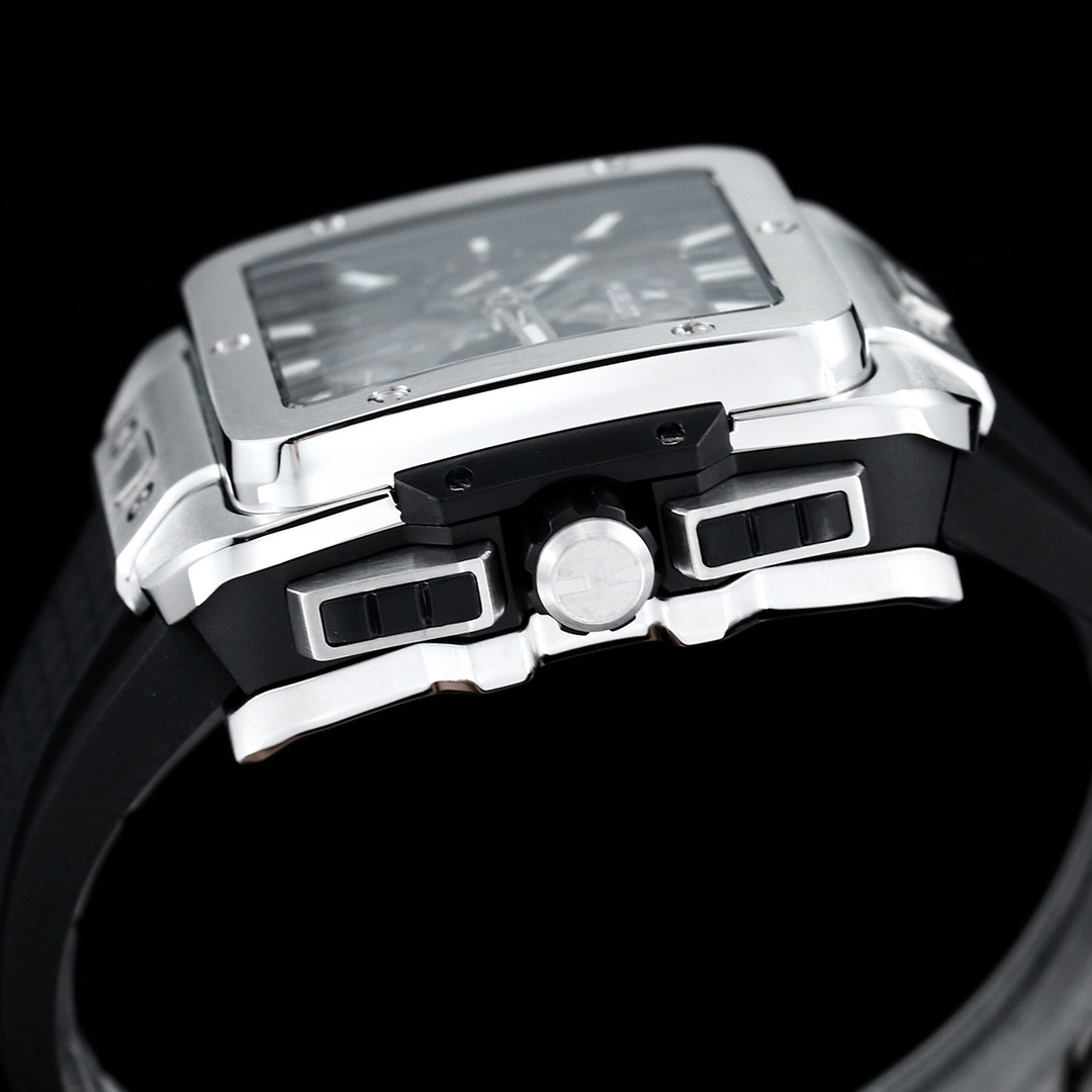 Hublot Big Bang, Square Bang Unico 42mm Textured Rubber Strap(1:1 replica) - Top club