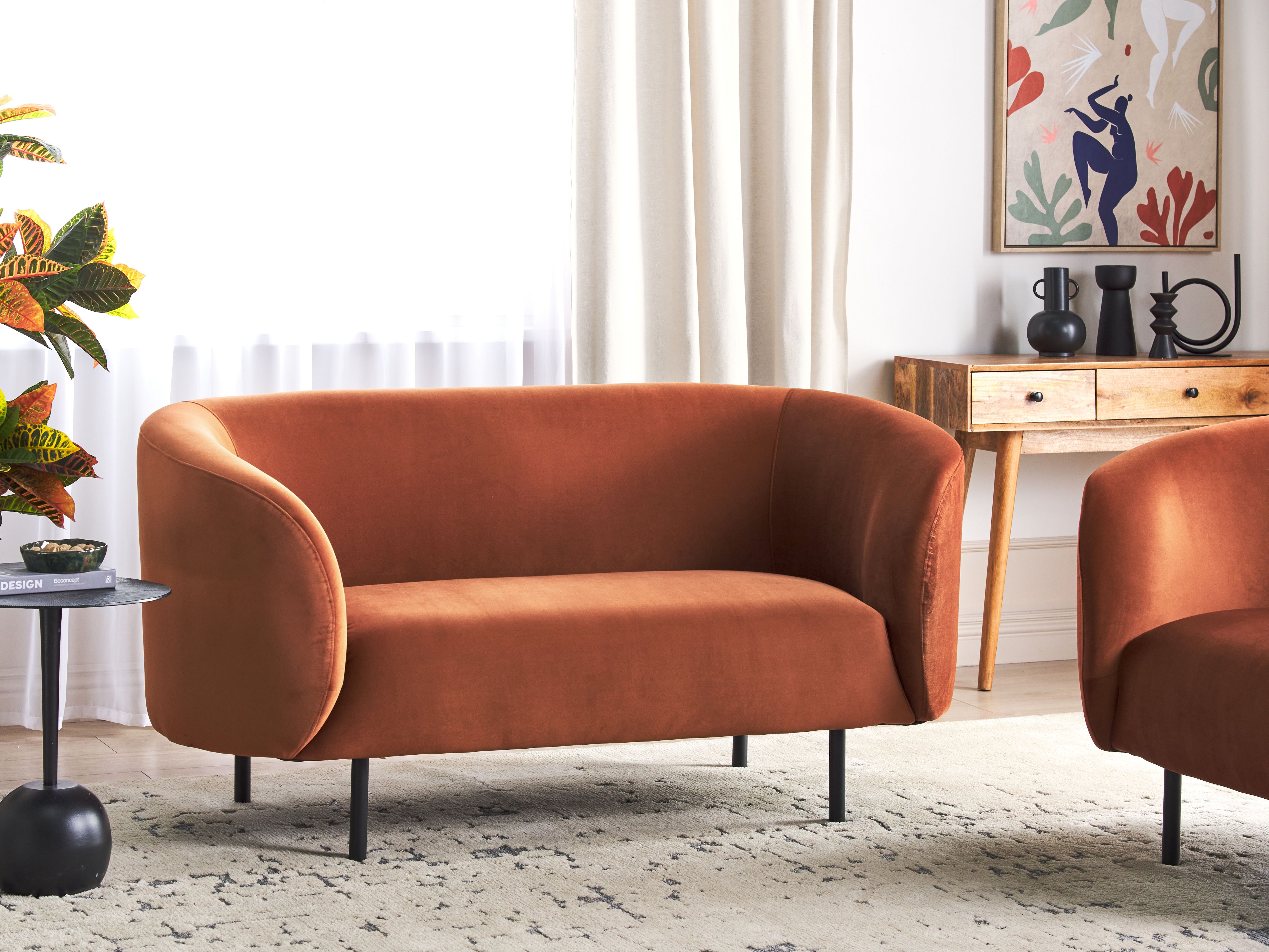 Sofa 2 Seater LOEN Velvet Orange