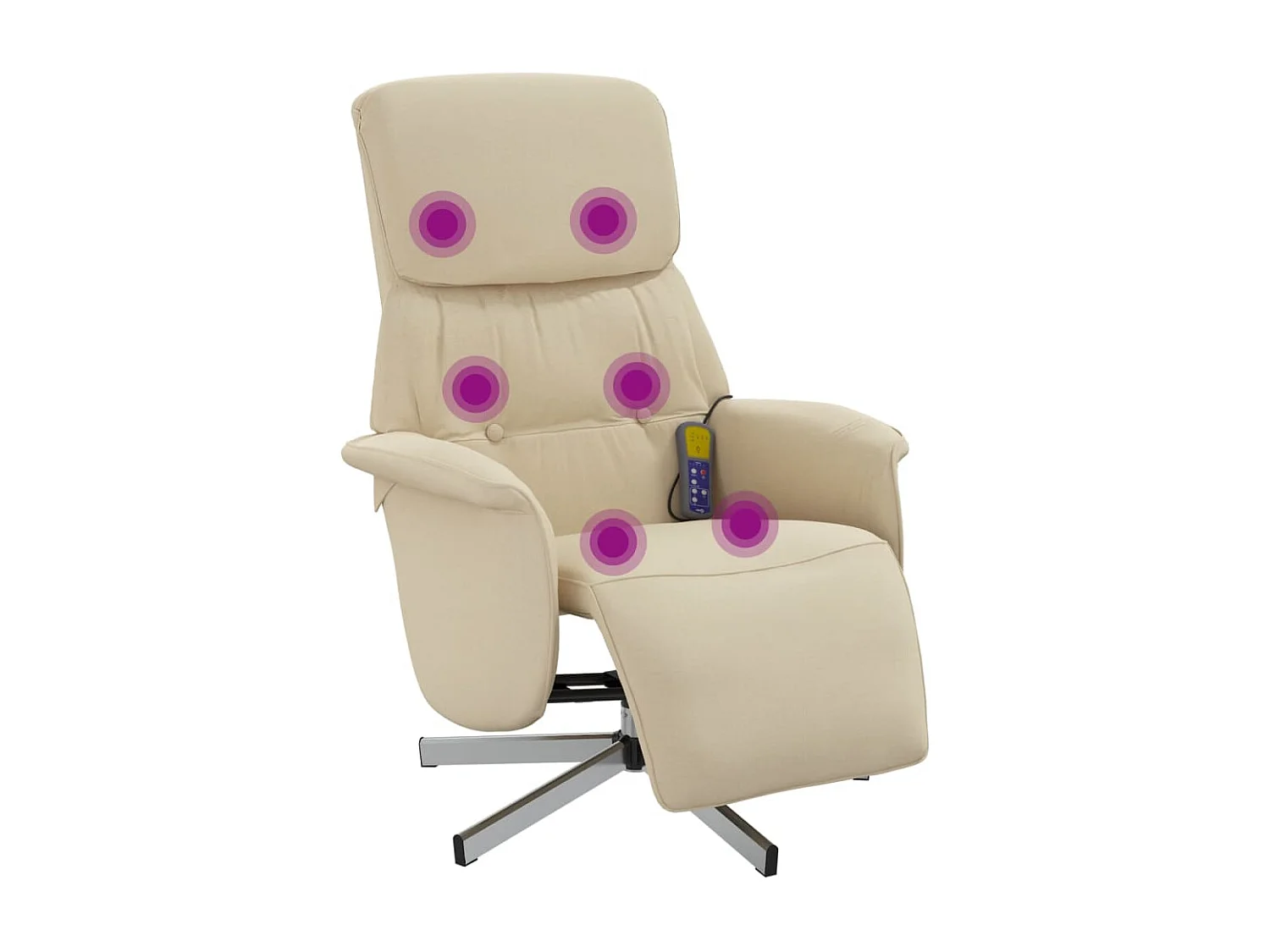 Fauteuil inclinable-Fauteuil salon de massage avec repose-pieds crème tissu SHL4352