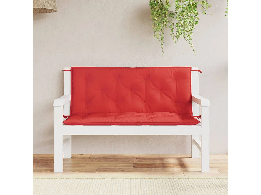 Coussins de banc jardin lot de 2 rouge 120x50x7 cm tissu Oxford