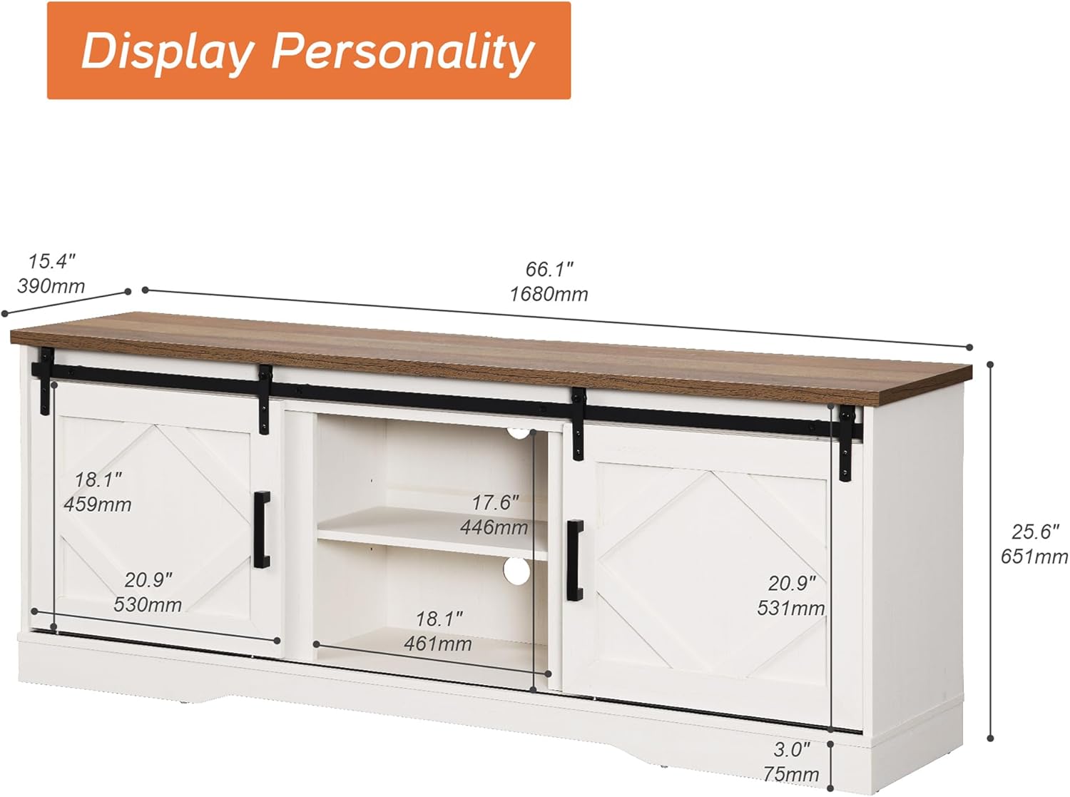 WAMPAT Modern Farmhouse TV Stand for TVs up to 75