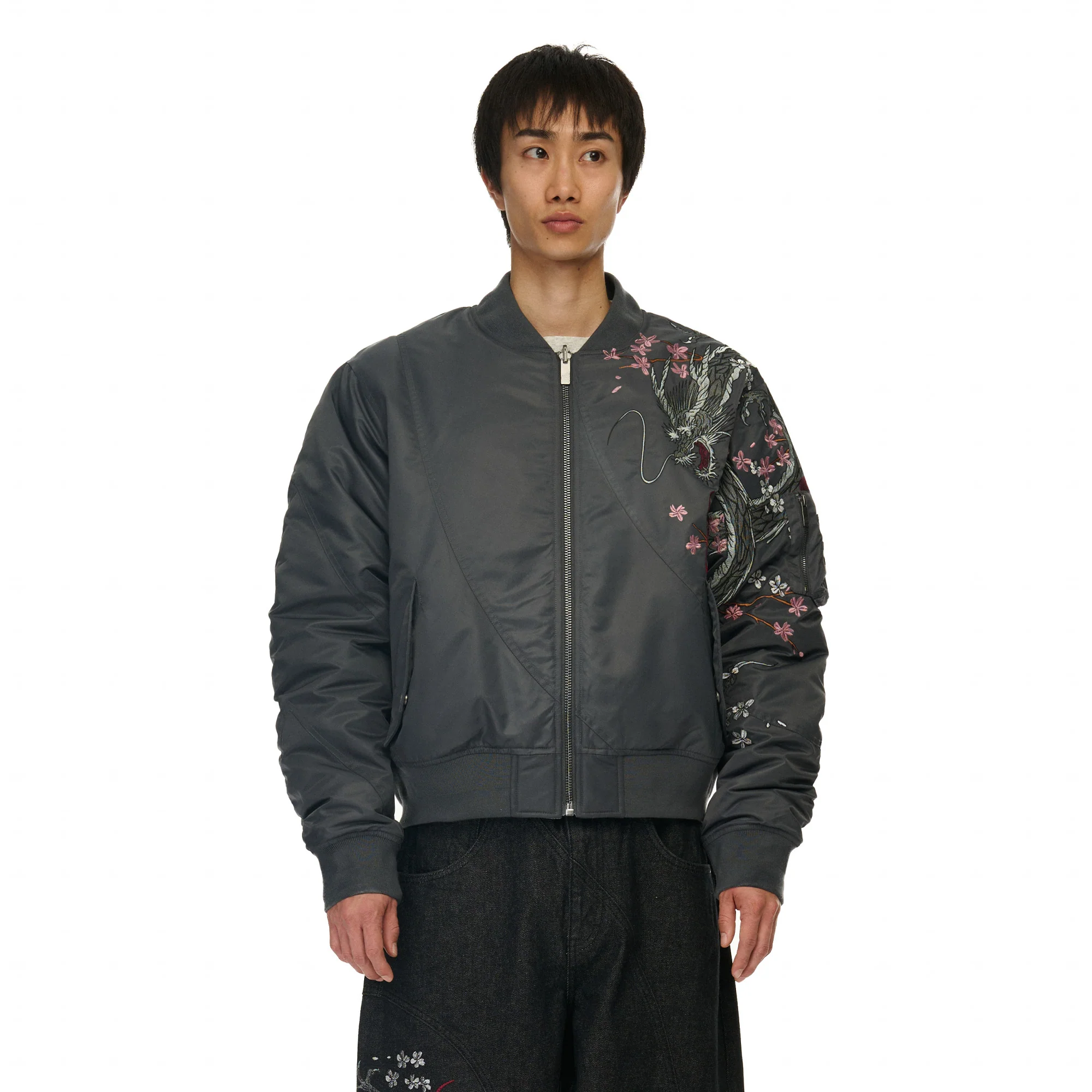 "yakuza v2" bomber Jacket dark grey