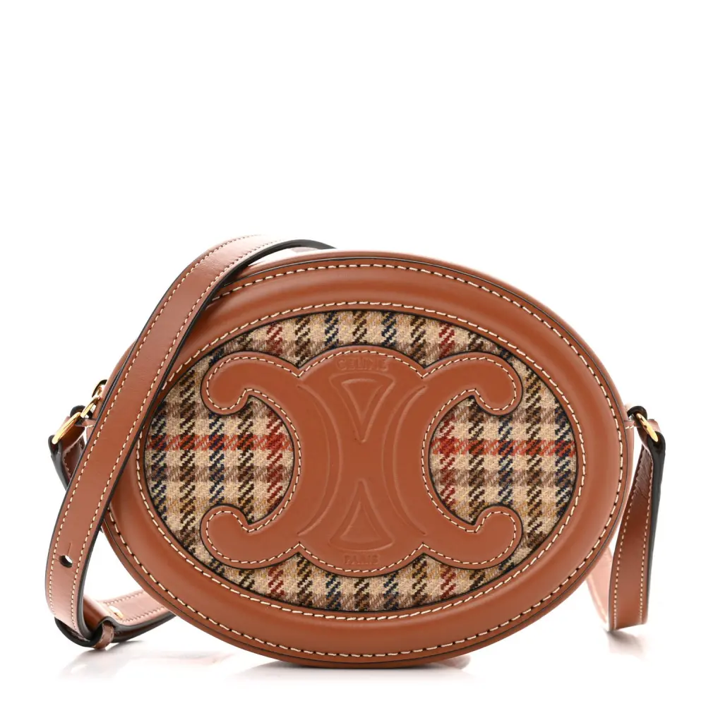 Superfake Handbags: Celine Tan Leather & Houndstooth Crossbody1:1High-quality replica
