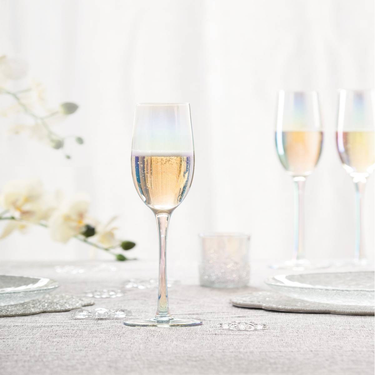 Set of 6 "Fantasy" champagne flutes 210 ml, Multicolor