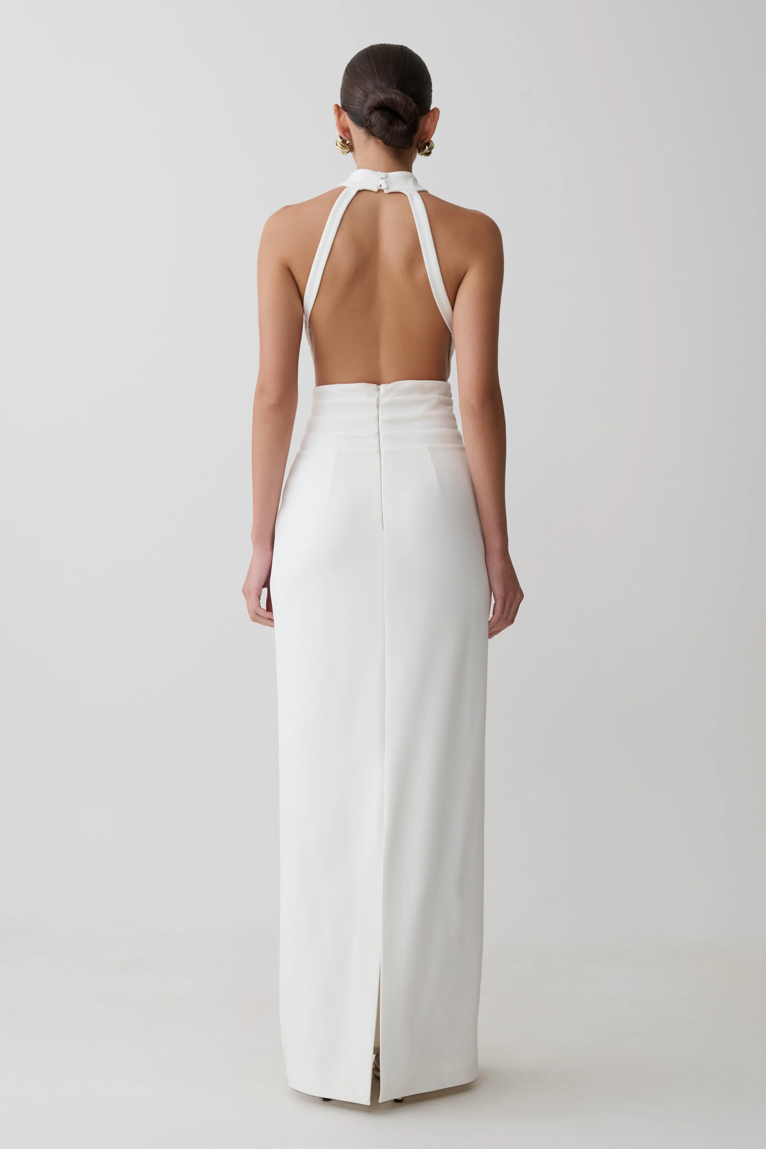Elan Stretch Crepe Maxi Dress - White