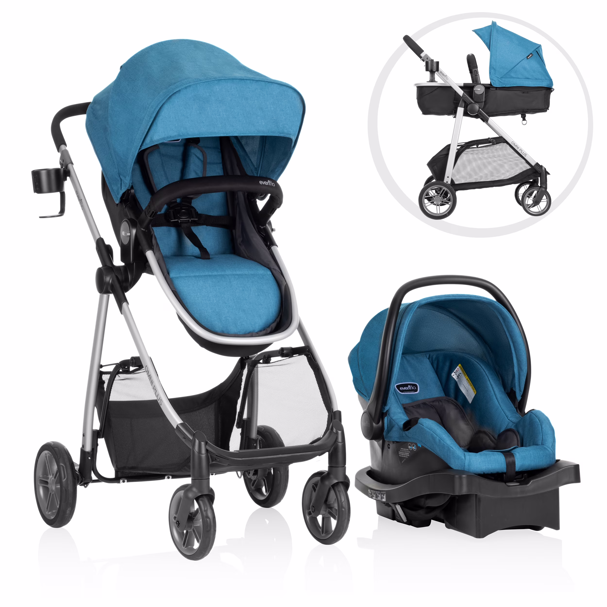 Evenflo Omni Plus Modular Travel System with LiteMax Sport Infant Car Seat, Mylar Gray, Unisex - Image 3
