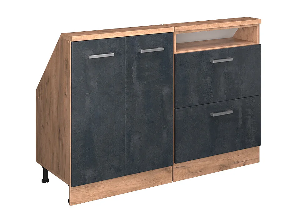 Ensembles de meuble de rangement sous pente béton noir/chêne doré 120x46x81.6 rion