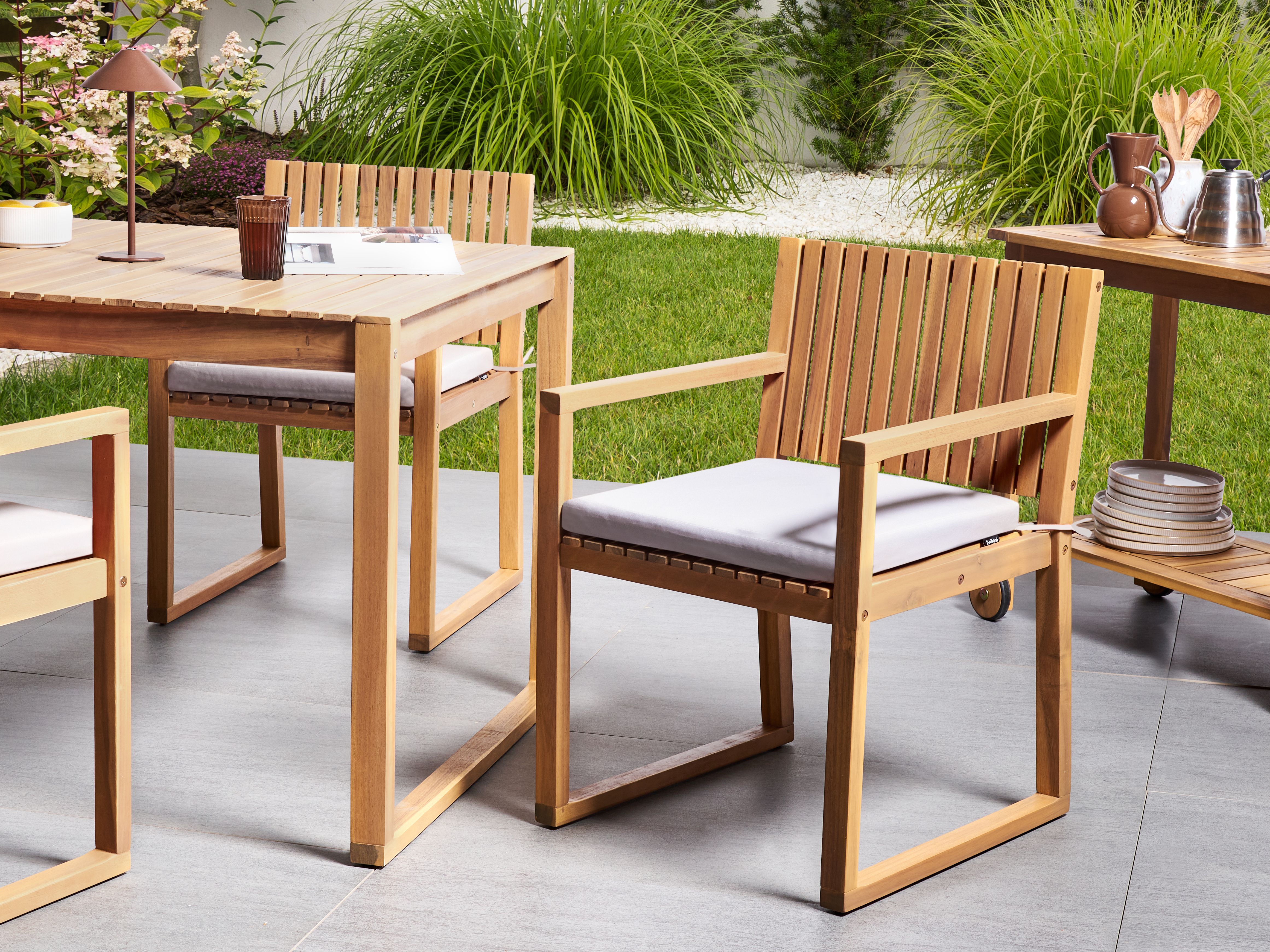 Set of 8 Garden Chair Cushions SASSARI PREMIUM 46 x 46 cm Light Grey