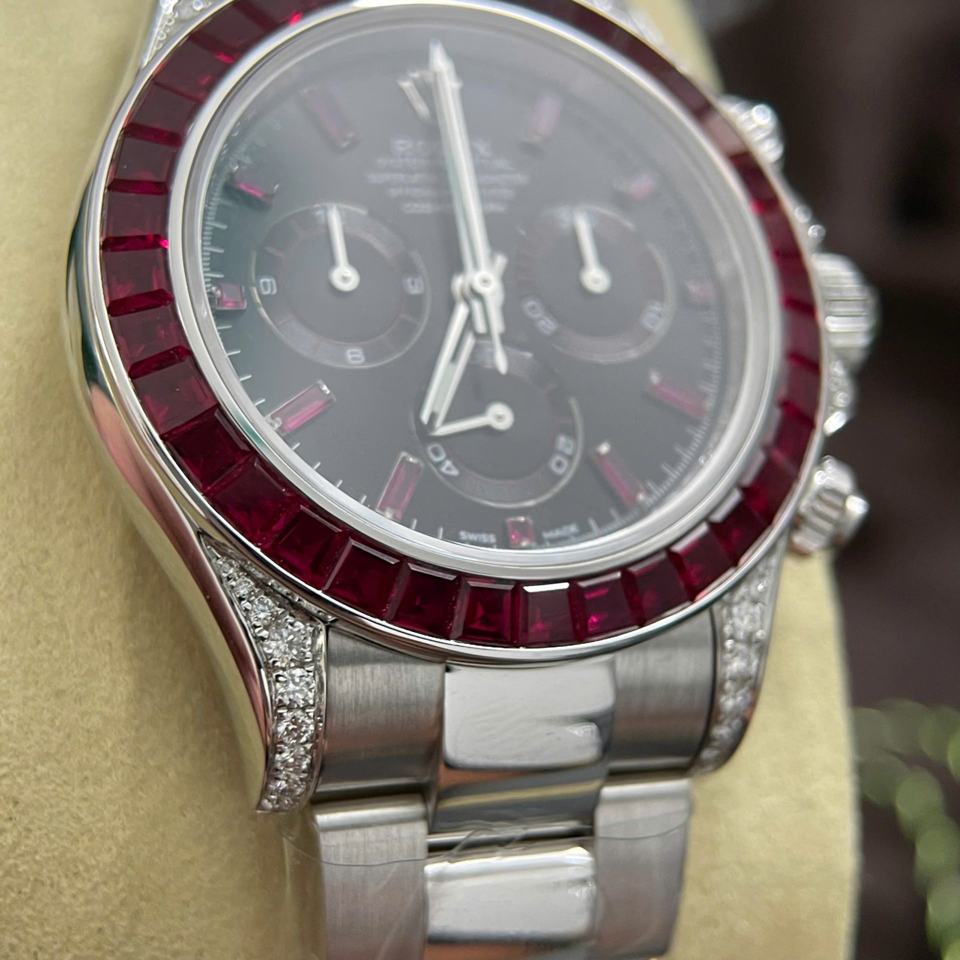 Rolex Daytona 126599TRU Replica Watch 18K Solid Gold + Natural Ruby + Natural Diamonds Custom 40mm - Elite Watch Atelier